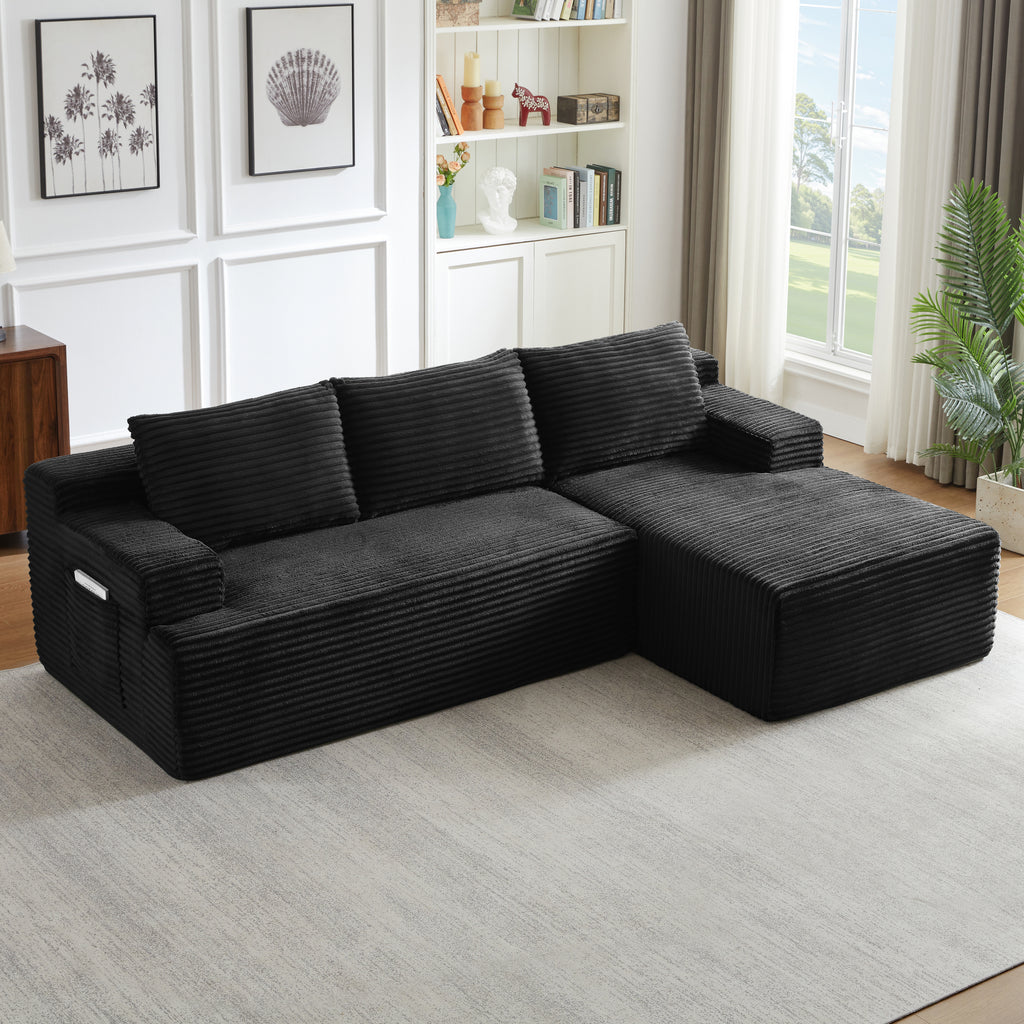 L-Shaped Cloud Sectional Sofa with Deep Seat,No Assembly Required,Modular Couches Sleeper for Living Room,Bedroom,Apartment,Black - Grand Goldman Shop
