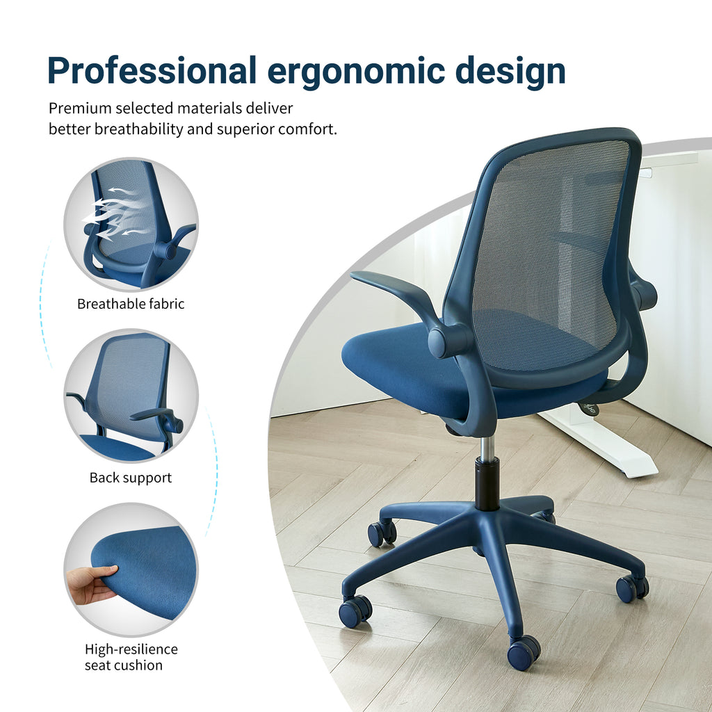 Ergonomic Color Office Chair 350LBS, Home Office, Mesh Back, Integrated Molded Foam, Comfortable Sitting, Flipping Armrest, F