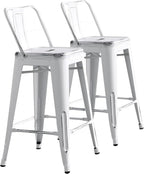 Modern Light Weight Industrial Contemporary Rustic Vintage Costal Metal Barstools with Bucket Back and 4 Leg Design, Seat Bar