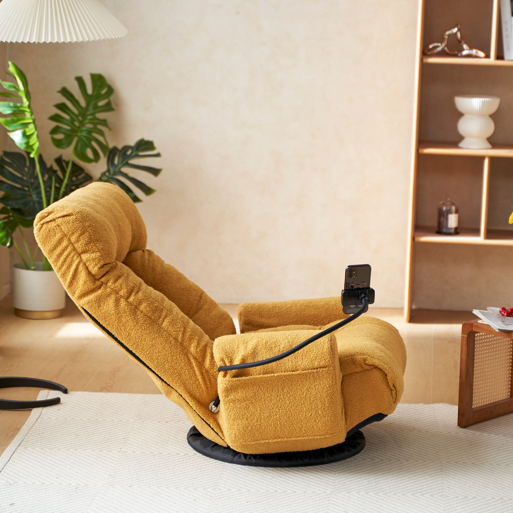 Adjustable Yellow Swivel Lounge Chair with 360-Degree Rotating Seat and Headrest Support, Leisure Chair Deck Chair - Game Chair for Living Room - Grand Goldman Shop