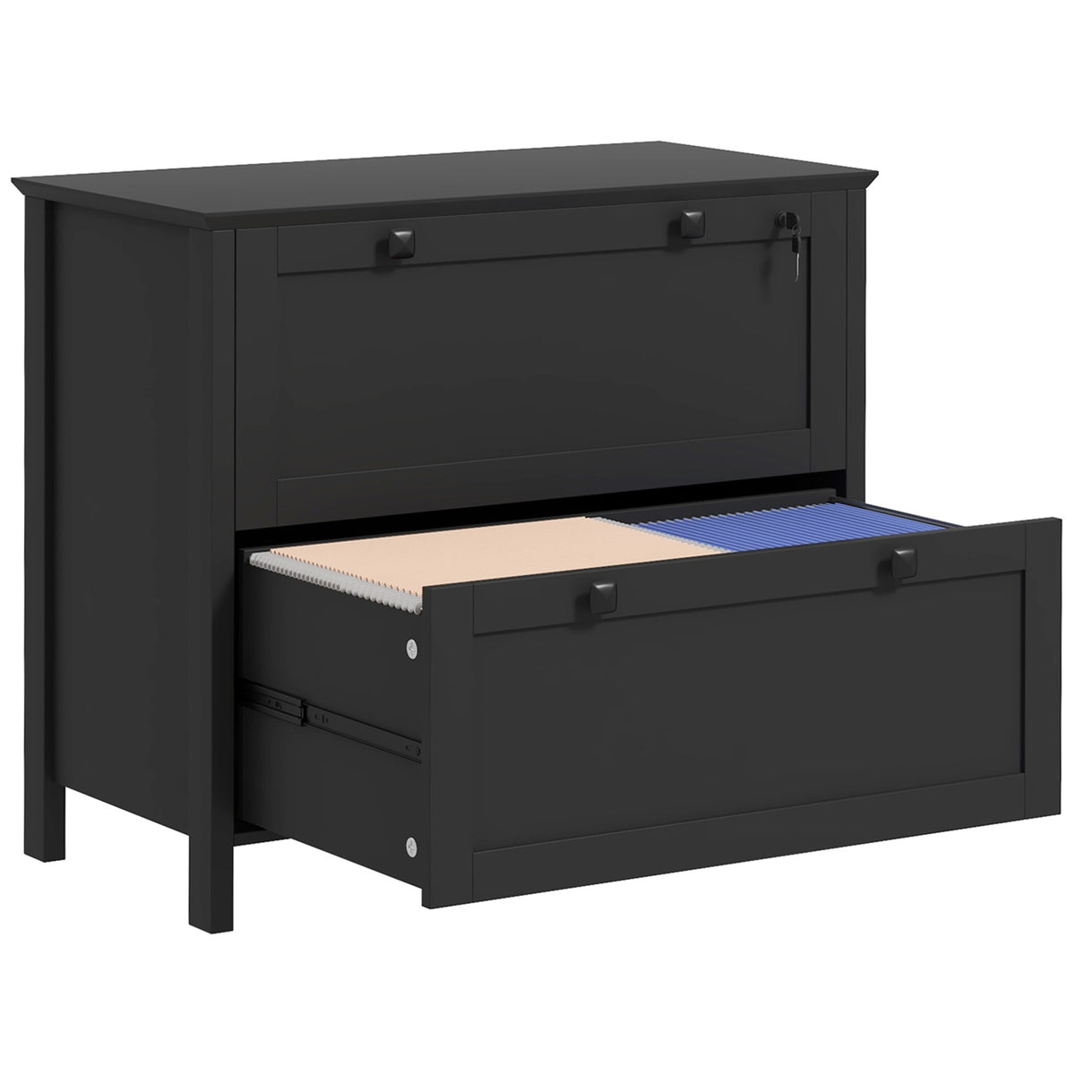 HOMCOM 2 Drawer File Cabinet with Lock, Lateral Filing Cabinet with Keys and Adjustable Hanging Bar for Letter, A4 and Legal 