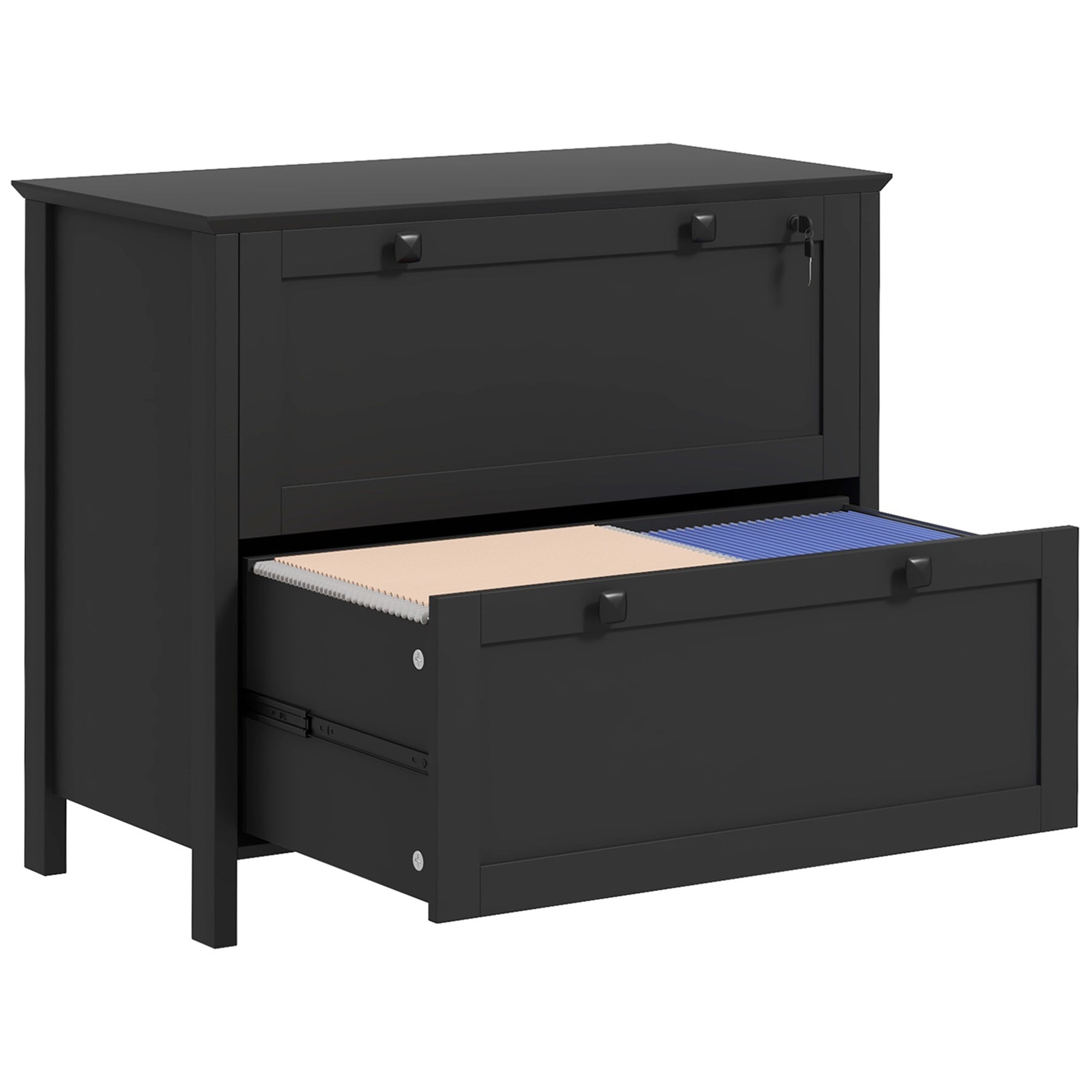 HOMCOM 2 Drawer File Cabinet with Lock, Lateral Filing Cabinet with Keys and Adjustable Hanging Bar for Letter, A4 and Legal 