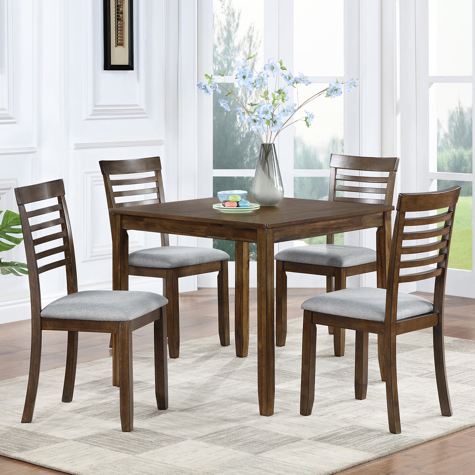 Wooden Dining Square Table, Kitchen Table for Small Space, 4 Person Dining Table, Walnut ONLY THE TABLE - Grand Goldman Shop