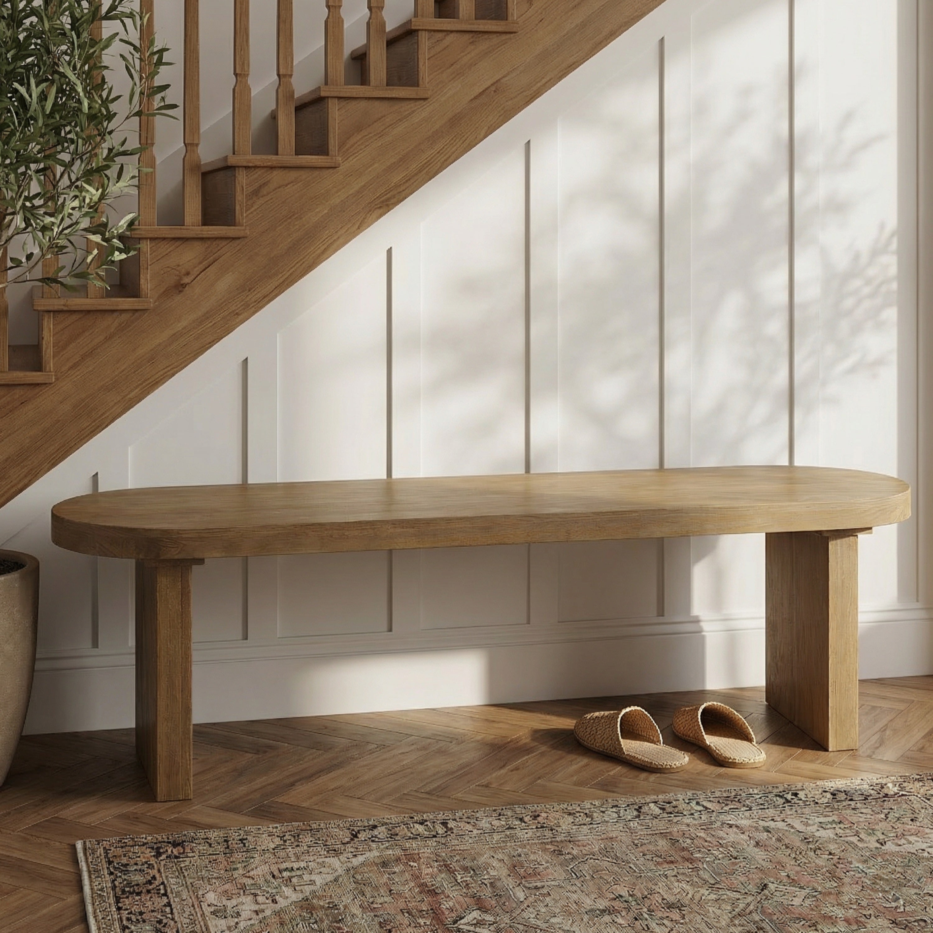 Indoor Pine Dining Bench, 62.9''L Solid Wood Seating, 350lbs Weight Capacity, Fits 3 People for Kitchen, Dining Room & Living Space - Grand Goldman Shop