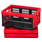 Plastic Collapsible Storage Bins, 32L 3 Packs, Stackable Folding Storage Crates with Handles, Holds 26 lbs Per Bin, Foldable Heavy Duty Containers, Space-Saving Baskets, for Home Organizing - Grand Goldman Shop