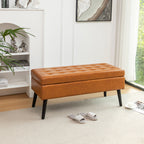 Storage Bench with Storage Bench for Bedroom End of Bed Bench Foot of Bed Bench Entryway Bench Storage Ottoman Bench 43.3' W x 17.7' Brown Leather Bench - Grand Goldman Shop