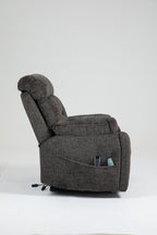 Old age electric lift chair, flat high density foam electric sofa, with heating and massage functions, can tilt to 180 degrees, 2 pocket cup holders, 2 remote controls, 4 OKIN motors - Grand Goldman Shop