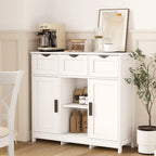 White Wooden Floor Storage Cabinets with Drawers and Shelves, Accent Cabinet for Home Decor - Grand Goldman Shop