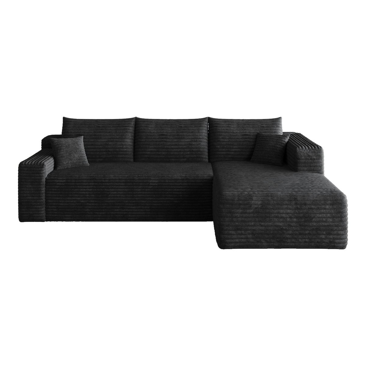 95' Cloud Sectional Sofa,Modern Minimalist Upholstered Couches, Comfort U Shaped Sofa for Living Room,Deep Seat Corner Couch,No Assembly Required,Black (Plush Corduroy Fabric) - Grand Goldman Shop