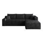 95' Cloud Sectional Sofa,Modern Minimalist Upholstered Couches, Comfort U Shaped Sofa for Living Room,Deep Seat Corner Couch,No Assembly Required,Black (Plush Corduroy Fabric) - Grand Goldman Shop