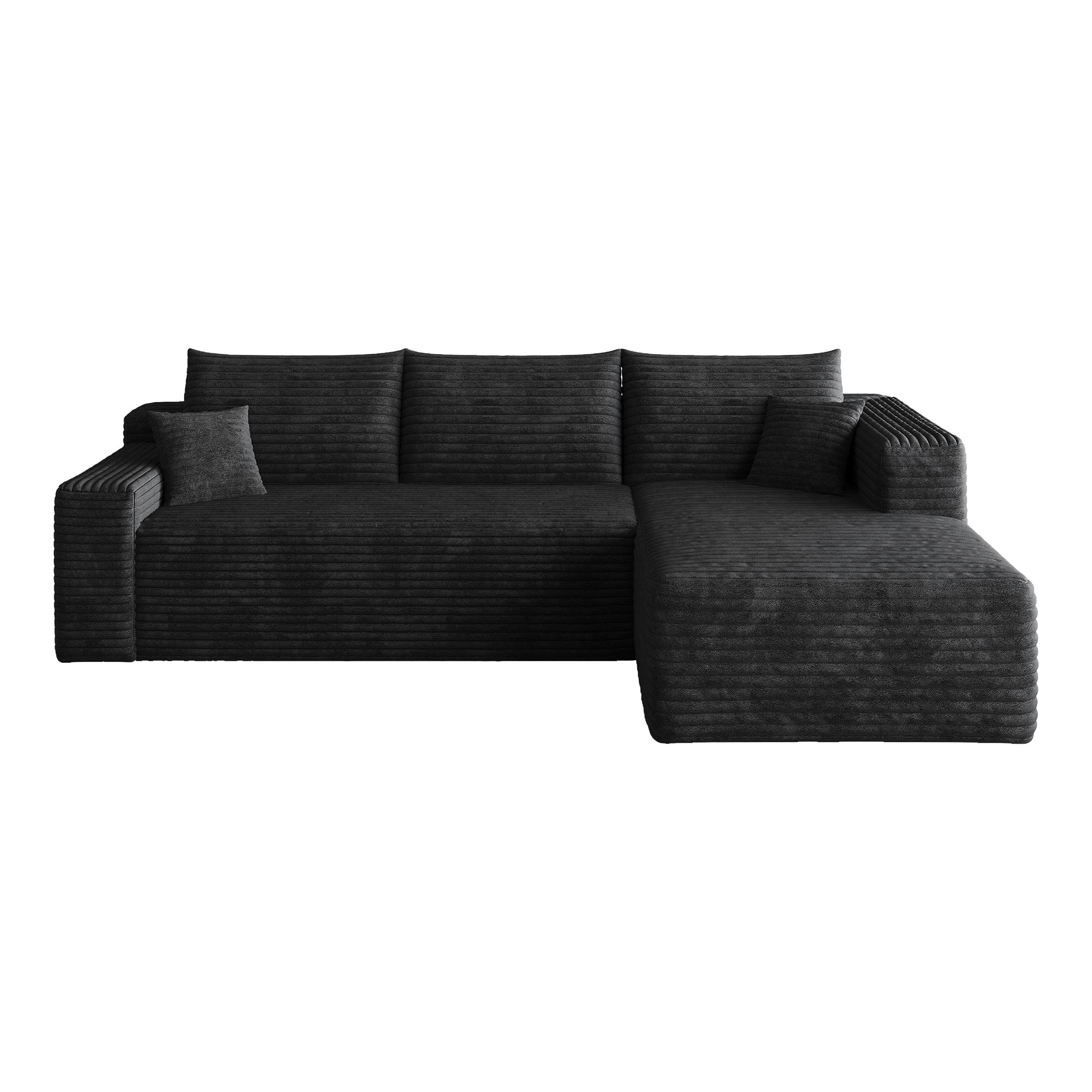 95' Cloud Sectional Sofa,Modern Minimalist Upholstered Couches, Comfort U Shaped Sofa for Living Room,Deep Seat Corner Couch,No Assembly Required,Black (Plush Corduroy Fabric) - Grand Goldman Shop