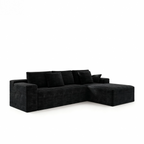 104.3*68.9'Modular sectional sofa seat,Upholstered compressed couch for living room,Bedroom,Apartment,No assembly required,2PC free combination,Plush corduroy fabric,BLACK - Grand Goldman Shop