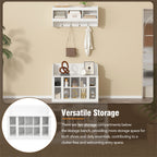 ON-TREND Shoe Storage Bench with Shelves and 4 Hooks, Elegant Hall Tree with Wall Mounted Coat Rack, Entryway Organizer For Hallway, Foyer, Mudroom, White - Grand Goldman Shop
