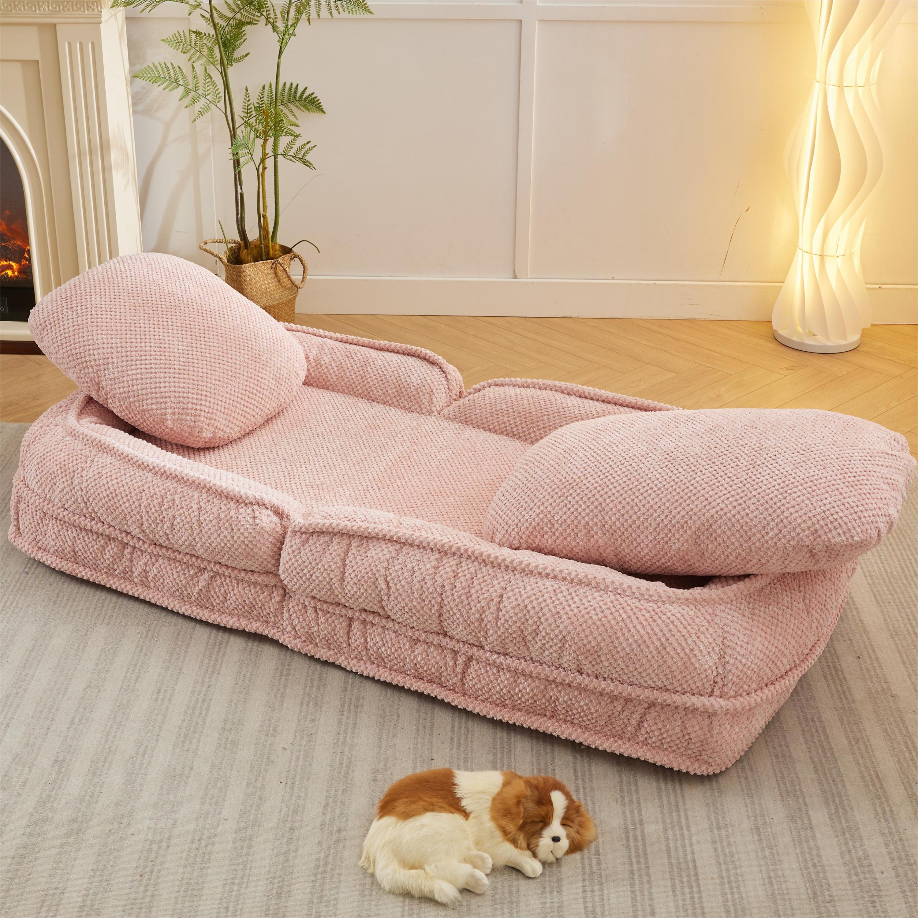 [VIDEO provided] Human Dog Bed ,Lazy Sofa Couch ,5 Adjustable Position,sit,sleep,fold,suit to put in bedroom, living room ,Space Saving Design,Pink - Grand Goldman Shop