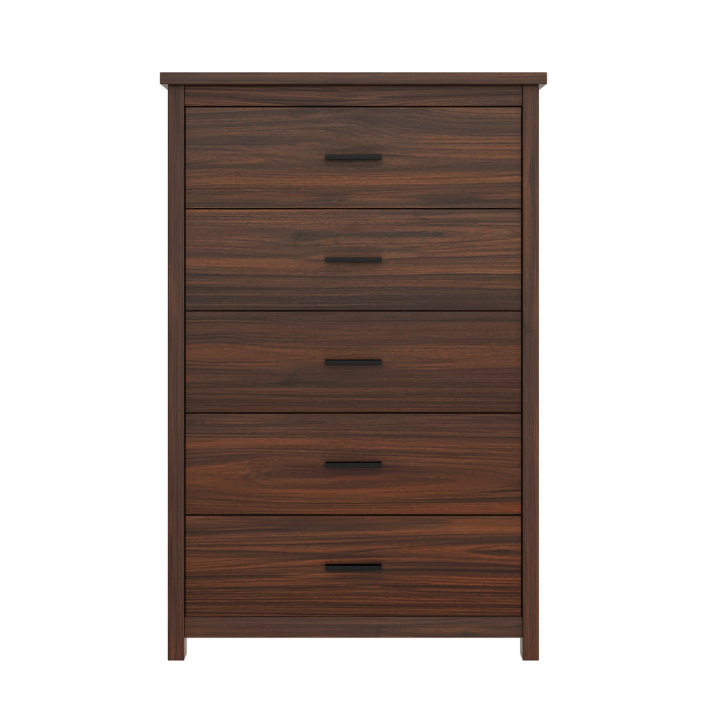 4PCS Bedroom Sets, Wooden Queen Size Bed Frame with Storage Headboard and Charging Station, 2 Nightstands with 2 Drawers, 1 Dresser with 5 Drawers, Walnut(old SKU HL000102AAD) - Grand Goldman Shop