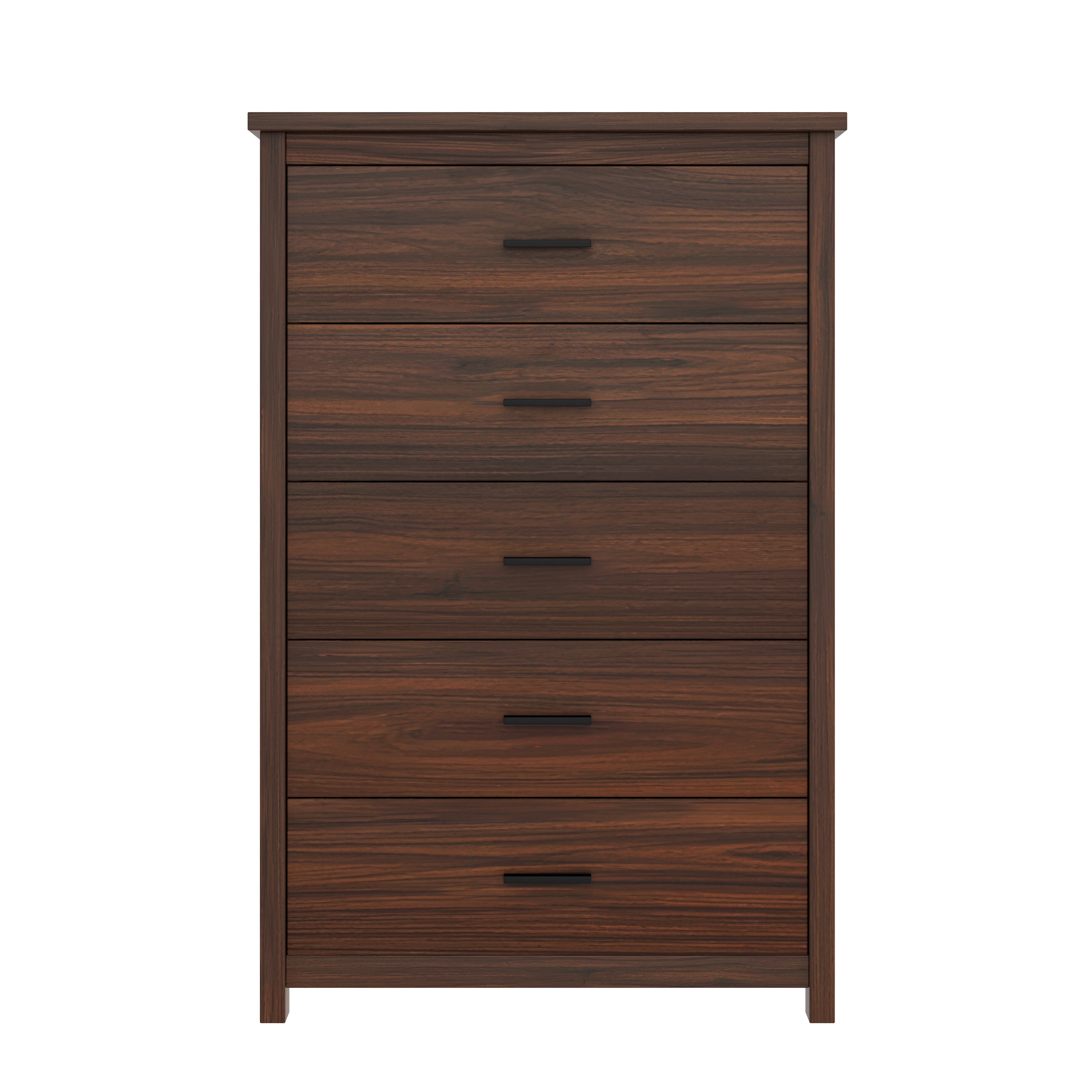 4PCS Bedroom Sets, Wooden Queen Size Bed Frame with Storage Headboard and Charging Station, 2 Nightstands with 2 Drawers, 1 Dresser with 5 Drawers, Walnut(old SKU HL000102AAD) - Grand Goldman Shop