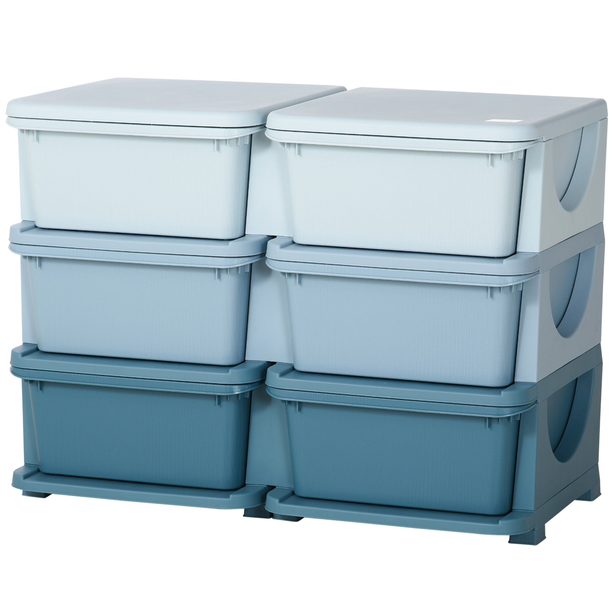 Qaba 3 Tier Kids Storage Unit, 6 Drawer Chest Toy Organizer Plastic Bins for Kids Bedroom Nursery Kindergarten Living Room fo