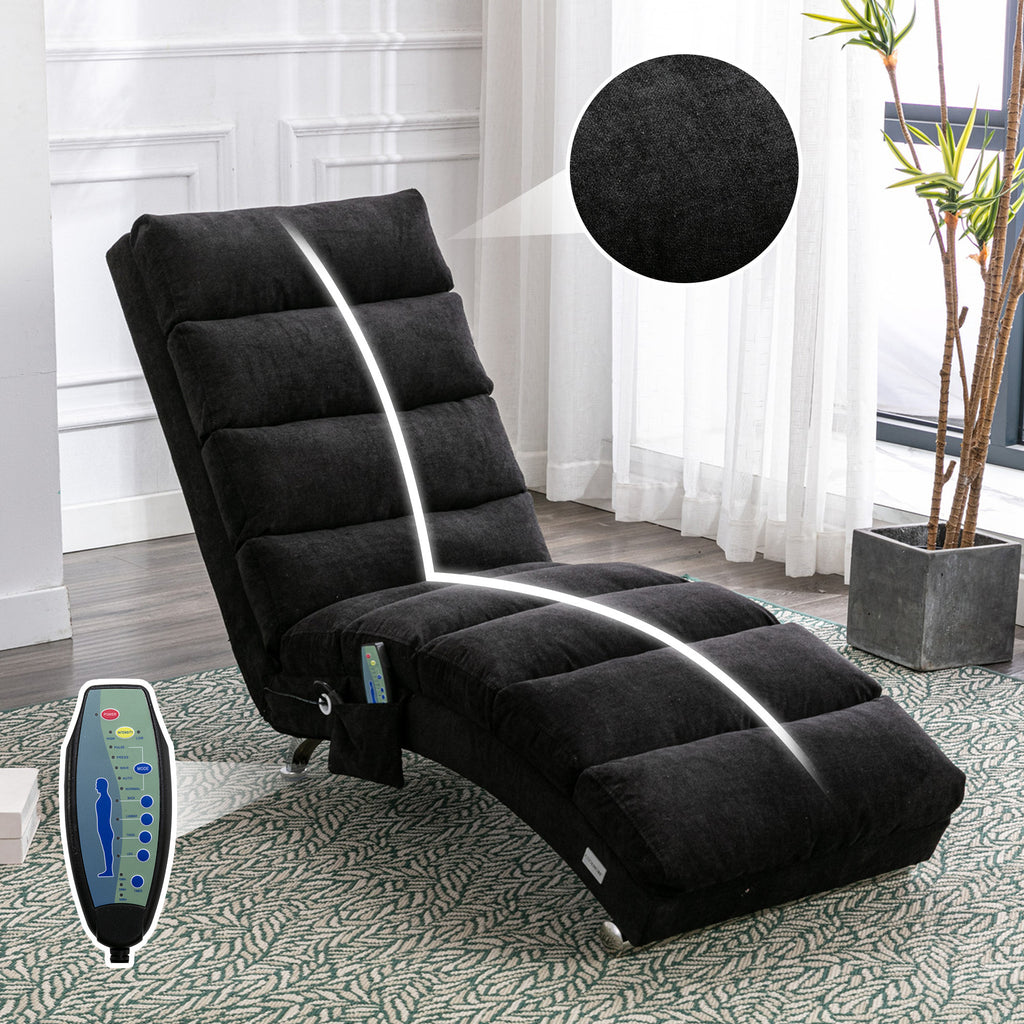 COOLMORE Luxury Upholstered Chaise Lounge Chair with Vibration for Relaxation, Modern Fixed Back Fabric Leisure Recliner Sofa for Living Room/Bedroom - Grand Goldman Shop