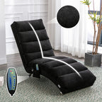 COOLMORE Luxury Upholstered Chaise Lounge Chair with Vibration for Relaxation, Modern Fixed Back Fabric Leisure Recliner Sofa for Living Room/Bedroom - Grand Goldman Shop