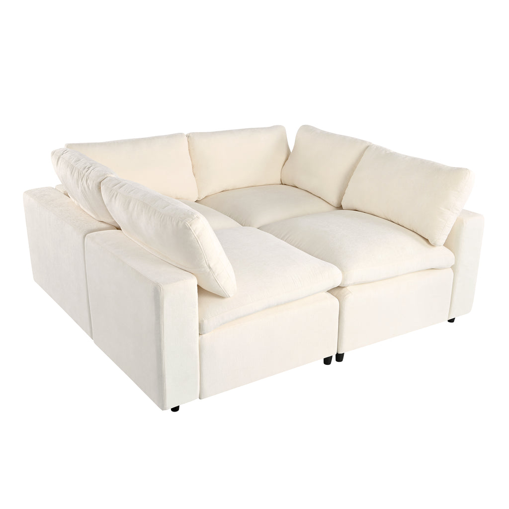U-style Upholstered Modular Sofa with  with Storage Space, USB Charge Ports,Wireless Charging and Built-in Bluetooth Speaker in Arm,Sectional sofa for Living Room Apartment.[old sku:WY000317AAA] - Grand Goldman Shop
