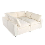 U-style Upholstered Modular Sofa with  with Storage Space, USB Charge Ports,Wireless Charging and Built-in Bluetooth Speaker in Arm,Sectional sofa for Living Room Apartment.[old sku:WY000317AAA] - Grand Goldman Shop