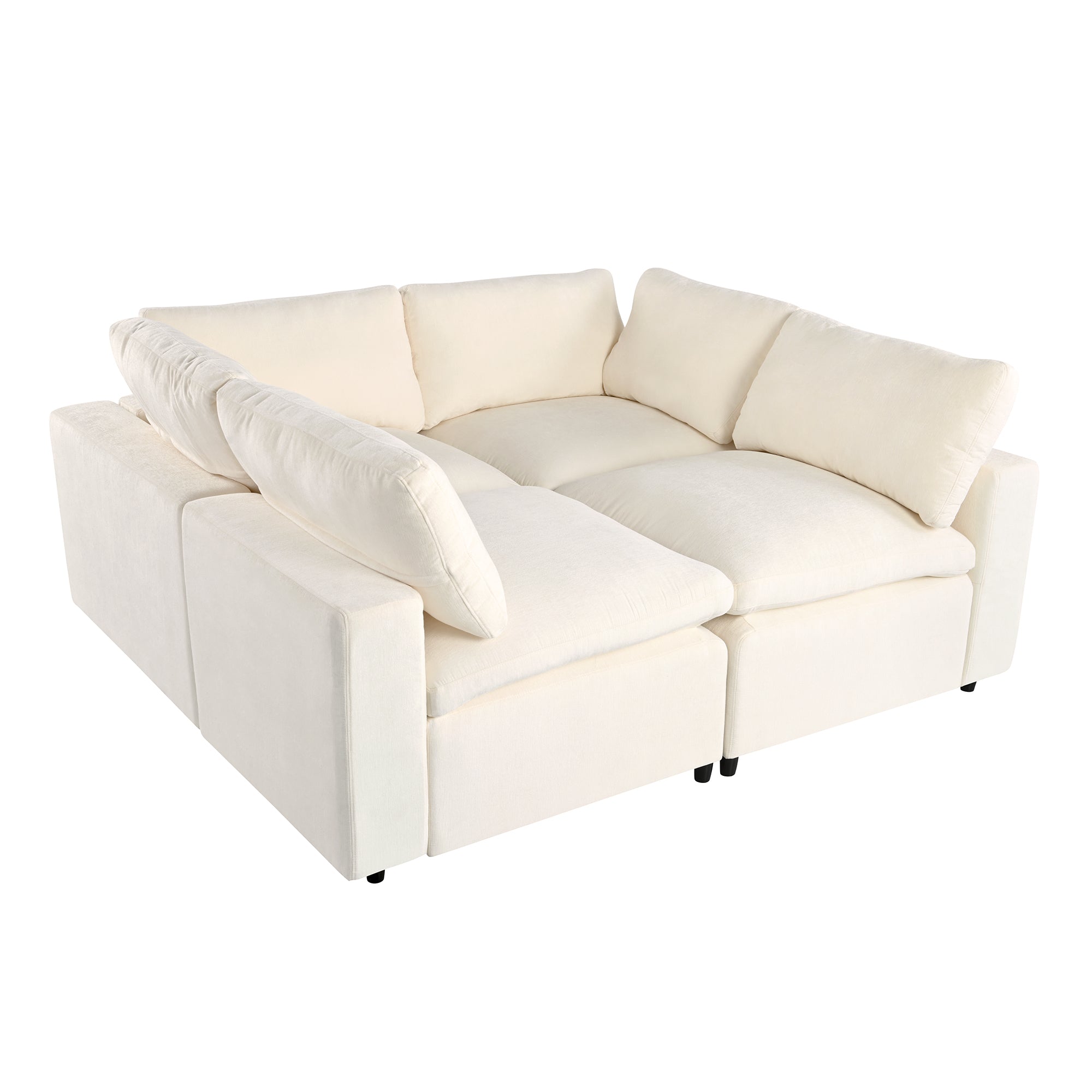 U-style Upholstered Modular Sofa with  with Storage Space, USB Charge Ports,Wireless Charging and Built-in Bluetooth Speaker in Arm,Sectional sofa for Living Room Apartment.[old sku:WY000317AAA] - Grand Goldman Shop