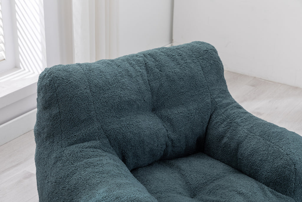 010-Soft Teddy Fabric Tufted Foam Bean Bag Chair With Teddy Fabric Green - Grand Goldman Shop