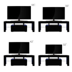Black TV Stand with LED RGB Lights,Flat Screen TV Cabinet, Gaming Consoles - in Lounge Room, Living Room and Bedroom(Black) - Grand Goldman Shop