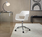 Contemporary Task Chair in Chrome Metal and White Faux Leather | Premium Home Decor - Grand Goldman