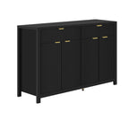 U_STYLE Modern 55.1'' Sideboard Buffet Cabinet with 2 Drawers & 4 Doors, Adjustable Shelves, Wave-Pattern Design, Aluminum Handles, Painted MDF, Scandinavian Storage for Dining Room, Living Room - Grand Goldman Shop