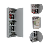 Leto Wall Mounted Shoe Rack With Mirror, Single Door, Capacity For Ten Shoes -White - Grand Goldman Shop