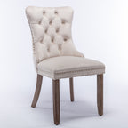 Nikki Collection Modern, High-end Tufted Solid Wood Contemporary Velvet Upholstered Dining Chair with Wood Legs Nailhead Trim 2-Pcs Set,Beige, SW2001BG - Grand Goldman Shop