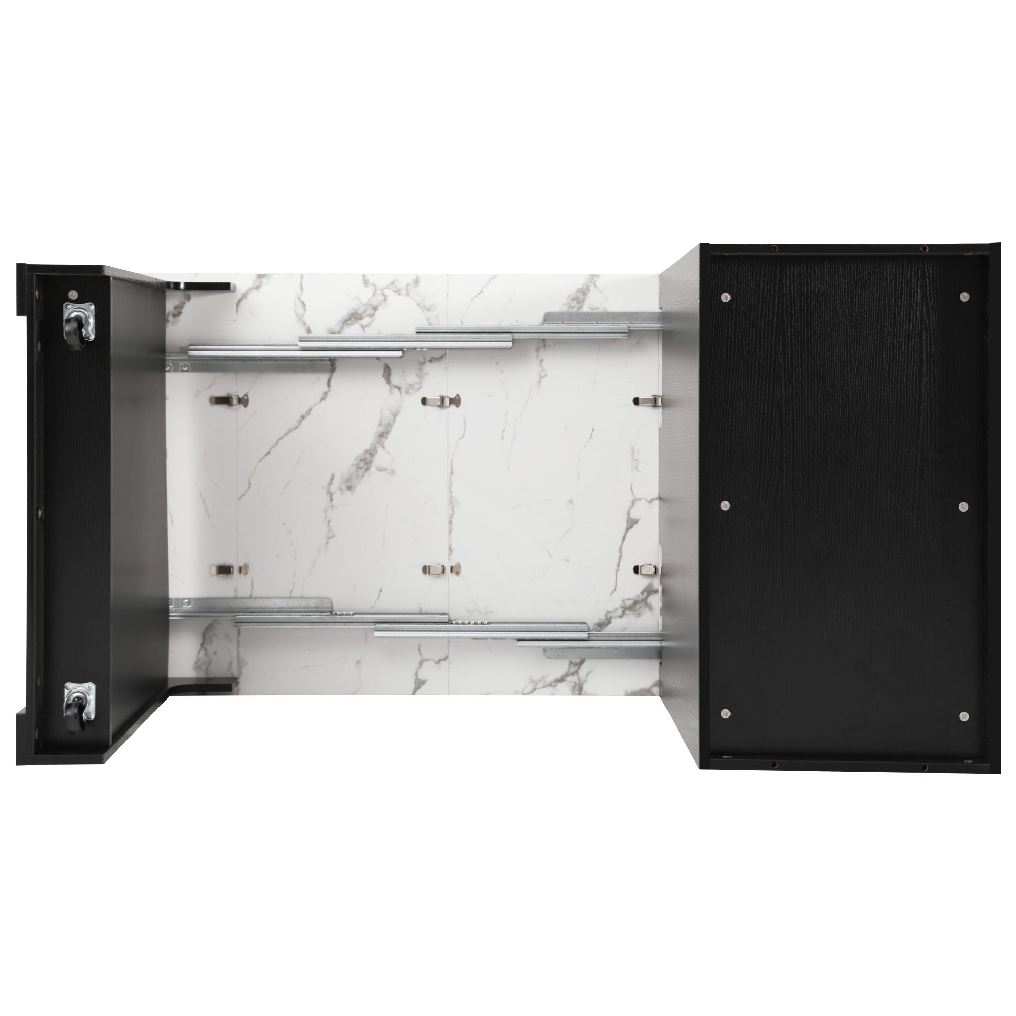 K&K 59.5' Kitchen Island with Extendable Dining Table, Kitchen Storage Table with Double-sided Storage, Kitchen Island with 2 Drawers, Power Outlet, Side Open Shelves, for Kitchen, Dining Room, Black - Grand Goldman Shop