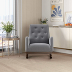 Premium Demetrius Light Grey Fabric Solid Wood Rocking Chair for Living Room and Nursery 36.6'H x 27.5'W x 39'D or Living Room Bedroom Reading - Grand Goldman Shop