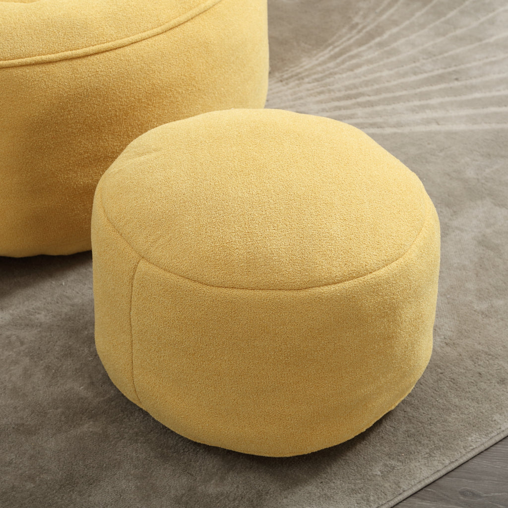 Bedding Bean Bag Sofa Chair with High-Pressure Foam and Footrest, Yellow Microfiber - Grand Goldman Shop