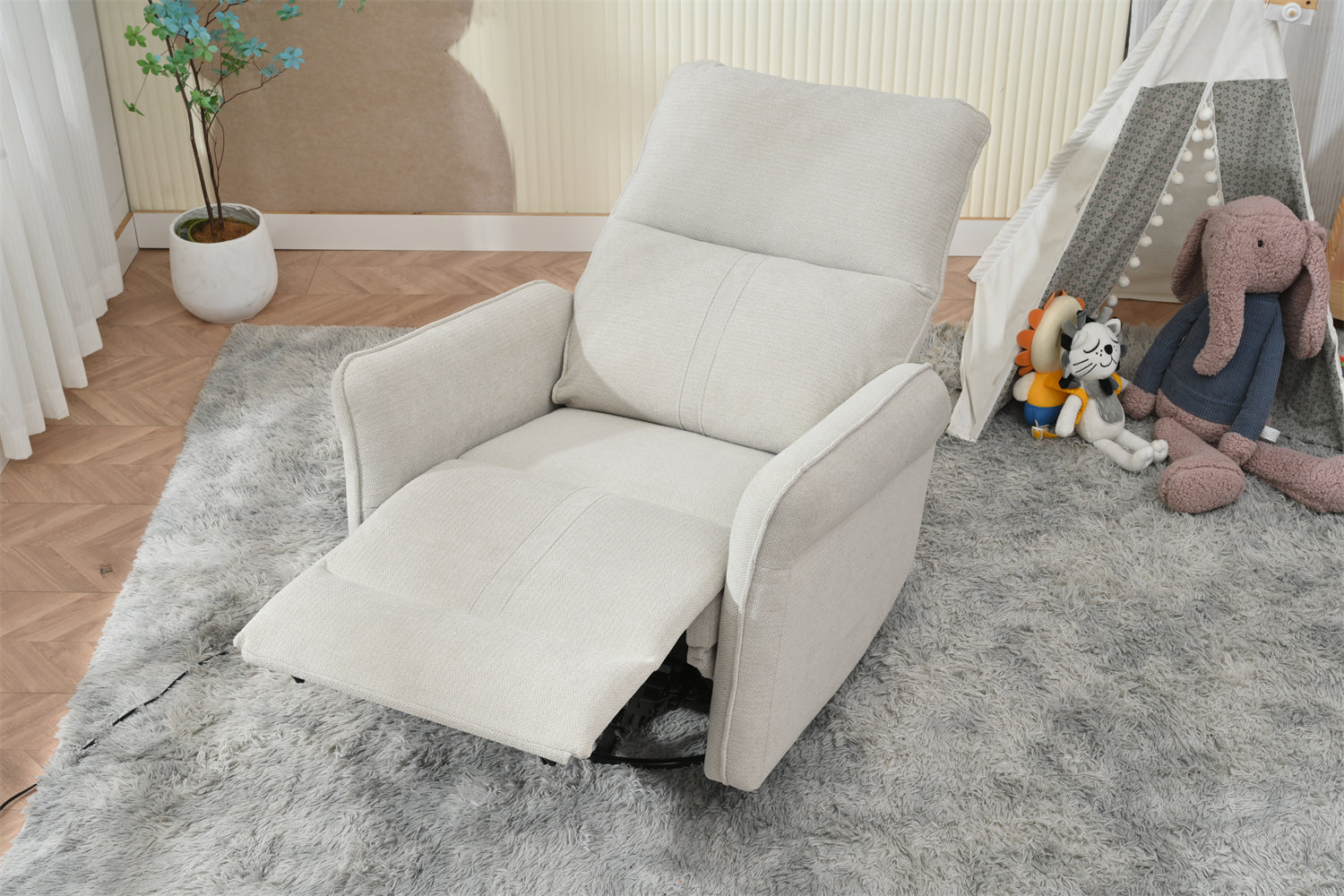 270° Power Swivel Rocker Recliner Chair for Adults, Swivel Rocking Recliner Chair,Electric Small Recliners for Small Spaces, Single Sofa Recliner for Living Room, Bedroom,RV (Fabric Gray+270°Swivel) - Grand Goldman Shop
