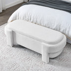 Linen Fabric Upholstered Bench with Large Storage Space for the Living Room, Entryway and Bedroom,White,( 51.5''x20.5''x17'' ) - Grand Goldman Shop