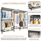 Heavy Duty Garment Rack With 8 Adjustable Wire Shelves and 5 Clothes Rails, Freestanding Closet Organizer, Black Metal - Grand Goldman Shop