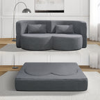 Folding sofa bed, floor sofa, convertible teddy bear fabric foam filled sleeper futon double sofa, suitable for living room, guest, office and apartment (gray) - Grand Goldman Shop