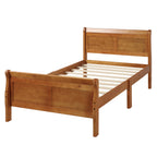 Minimalist Wood Platform Twin Bed Frame with Sleigh Headboard/Footboard and Wood Slat Support - Grand Goldman Shop