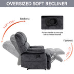 Large Manual Recliner Chair in Fabric for Living Room, Grey - Grand Goldman Shop