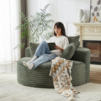 55'L Corduroy Sponge single sofa,No Assembly Required,Fluffy Modern Sleeper Chair for Living room, Bedroom, Lounge and Projection Room(Not a swivel chair.) - Grand Goldman Shop