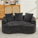 Curved Loveseat, Small Chenille Sofa with 3 Pillows, Deep Seat Couch for Apartment, Living Room, No Assembly Needed - Grand Goldman Shop