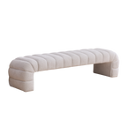 Modern Upholstered Armless Bed Bench, Channel Tufted Couch Daybed Chaise, Ivory Chenille, 69.7' Wide - Grand Goldman Shop