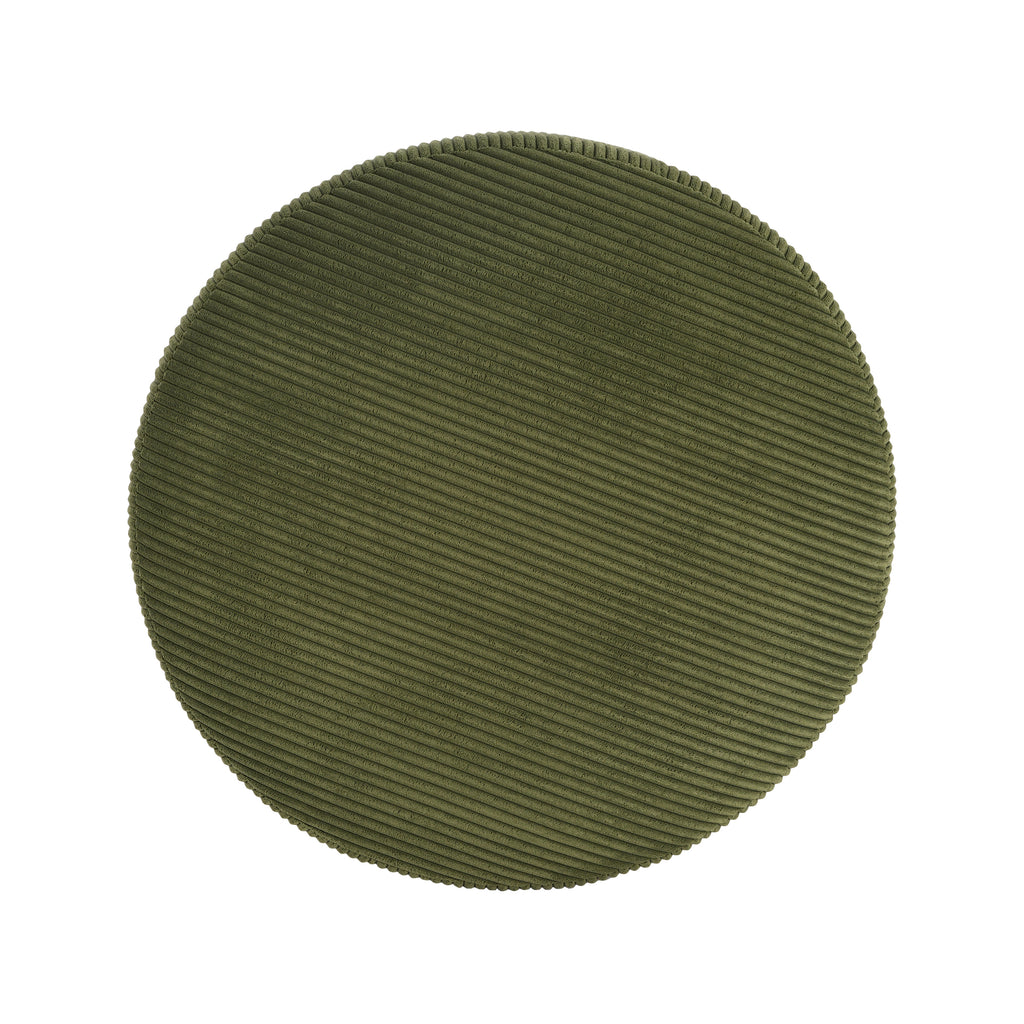 Upholstered Round Ottoman,Olive Green,Corduroy - Grand Goldman Shop