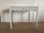 White 35.43' Vanity Desk with Drawer – Modern Makeup Table with Scalloped Front & Gold Knob, Compact Writing Desk with 4 Sturdy Legs for Bedroom, Small Home Office & Apartment Spaces - Grand Goldman Shop