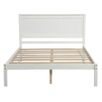 White Platform Bed Frame with Headboard, Wood Slat Support, No Box Spring Needed, Full Size, Made of Pine and MDF - Grand Goldman Shop