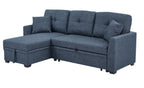 76.5' Linen Blend Upholstered Sectional with Pull-Out Bed and Chaise Storage - Grand Goldman Shop