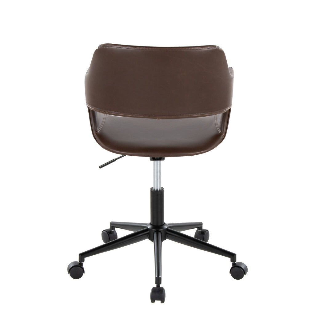 Contemporary Task Chair in Black Metal and Espresso Faux Leather - Grand Goldman