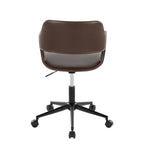 Contemporary Task Chair in Black Metal and Espresso Faux Leather - Grand Goldman